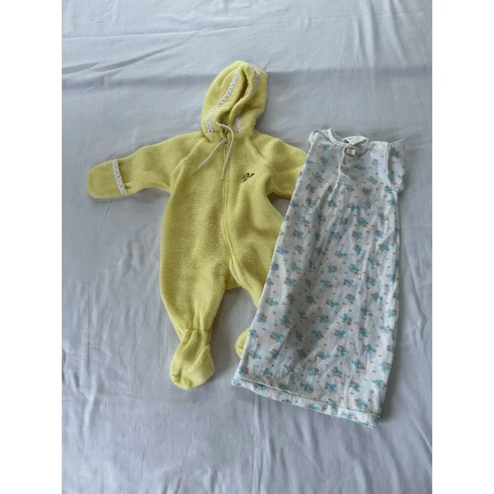 Vintage 1980's Baby/Toddler Sleepwear Set, 3-6 Month Footed Pajamas, Dress